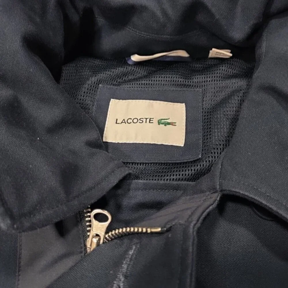 Lacoste Mens Blue Repellant Over Coat  Zip Away Hood BH1525 XL - Picture 8 of 16